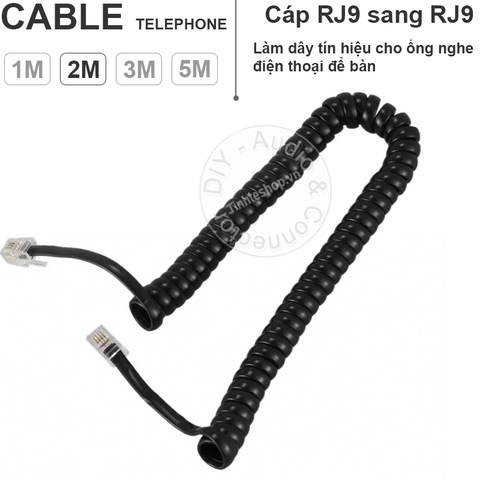 Cáp tai nghe điện thoại bàn màu đen 1 đến 5 mét - Telephone cord RJ9 cable
