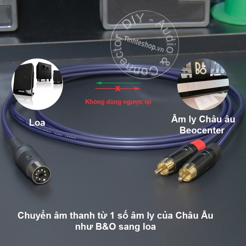 Dây DIN 7pin sang 2 AV cho Beocenter 9000 9500 97000 -  DIY 7-pin to 2 RCA audio cable for B&O amplifier