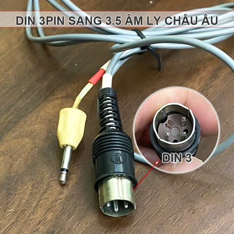 Dây jack đầu DIN 3 chân sang 3.5 mono cho âm ly Châu Âu