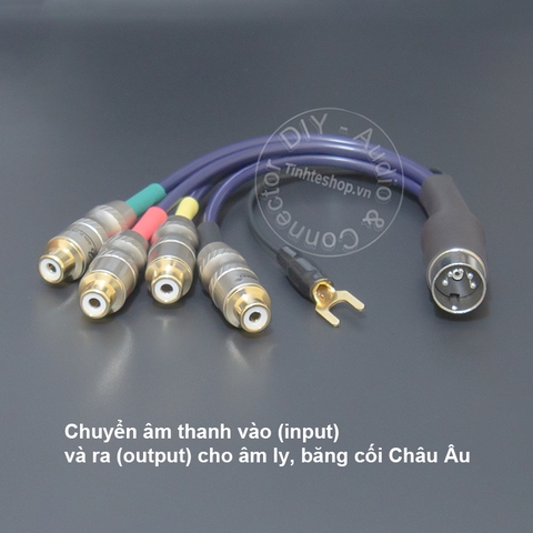Dây Din 5pin sang hoa sen in - out có tiếp địa cho PreAMP - MIDI 5 pin to 4 RCA female cable