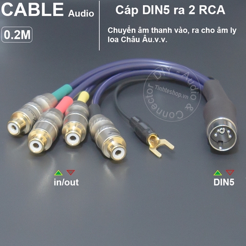 Dây Din 5pin sang hoa sen in - out có tiếp địa cho PreAMP - MIDI 5 pin to 4 RCA female cable