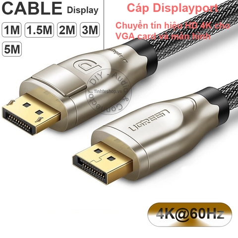 Cáp Displayport 4K60Hz 2K 144Hz Ugreen DP107 - Displayport to Displayport cable 4K 3D 1M 1.5M 2M 3M 5M