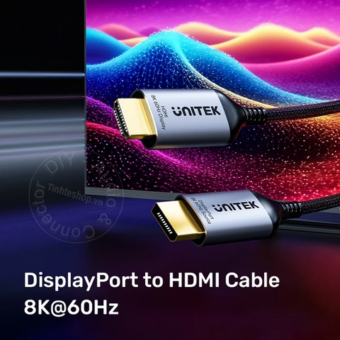 Dây Displayport sang HDMI 8K 60Hz 1.8 mét Unitek V1610A - DP V1.4 to HD 8K signal cable