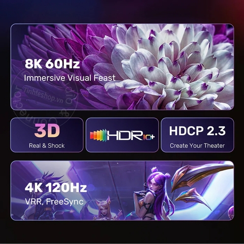 Dây Displayport sang HDMI 8K 60Hz 1.8 mét Unitek V1610A - DP V1.4 to HD 8K signal cable