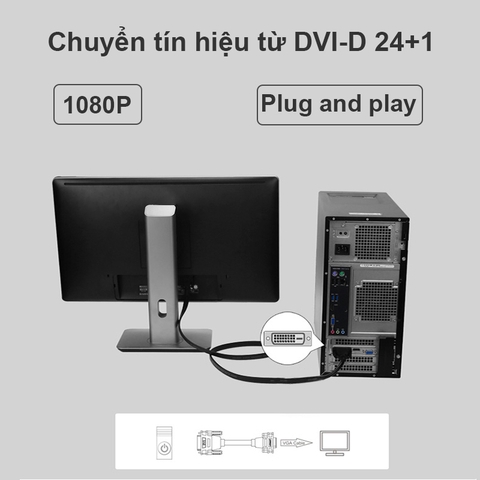 Cáp DVI sang VGA 1.5 mét 1080P - DVI-D 24+1 to HDMI