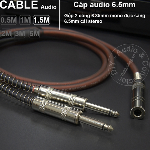 Cáp gộp jack 6ly 2 mono ra stereo DIY 0.5M đến 5M - 2x 6.5mm mono male to 6.5mmemale cable stereo