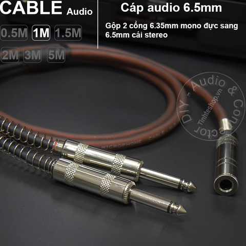 Cáp gộp jack 6ly 2 mono ra stereo DIY 0.5M đến 5M - 2x 6.5mm mono male to 6.5mmemale cable stereo