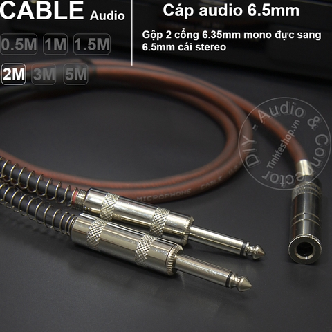 Cáp gộp jack 6ly 2 mono ra stereo DIY 0.5M đến 5M - 2x 6.5mm mono male to 6.5mmemale cable stereo