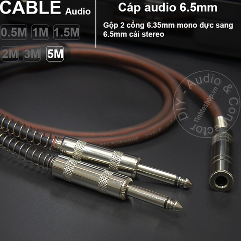 Cáp gộp jack 6ly 2 mono ra stereo DIY 0.5M đến 5M - 2x 6.5mm mono male to 6.5mmemale cable stereo