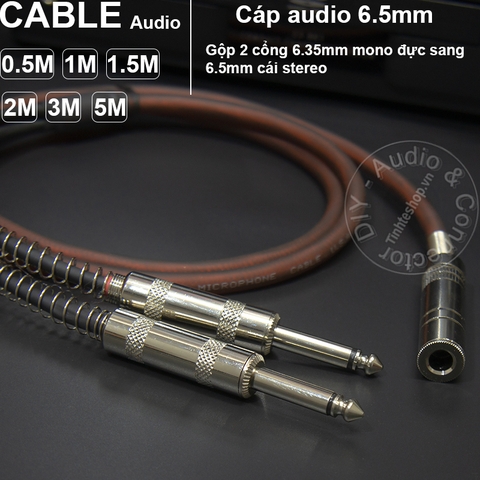 Cáp gộp jack 6ly 2 mono ra stereo DIY 0.5M đến 5M - 2x 6.5mm mono male to 6.5mmemale cable stereo