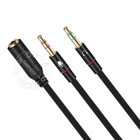 Cáp gộp tai nghe và mic 0.2 mét - 3.5mm Y-type audio cable plugs microphone and audio for Laptop PC Headphones