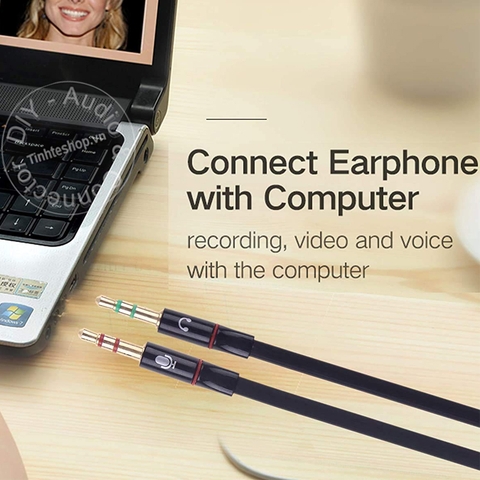 Cáp gộp tai nghe và mic 0.2 mét - 3.5mm Y-type audio cable plugs microphone and audio for Laptop PC Headphones