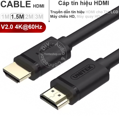 Cáp HDMI TV 4K 60Hz V2.0 Unitek 1M 1.5M 2M 3M - HDMI cable ultra HD 4K60Hz