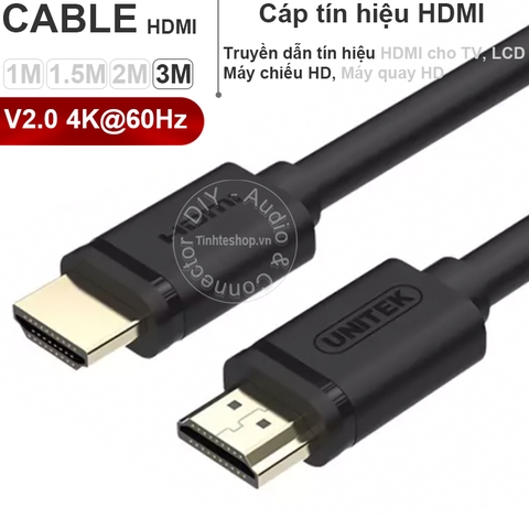 Cáp HDMI TV 4K 60Hz V2.0 Unitek 1M 1.5M 2M 3M - HDMI cable ultra HD 4K60Hz