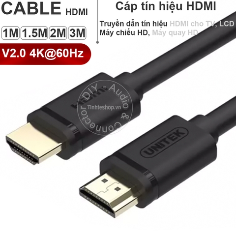 Cáp HDMI TV 4K 60Hz V2.0 Unitek 1M 1.5M 2M 3M - HDMI cable ultra HD 4K60Hz