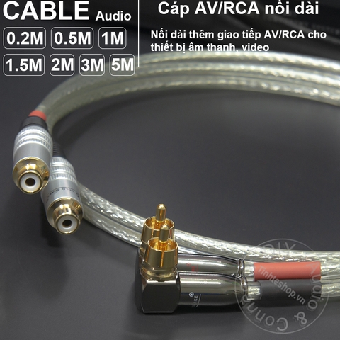 Dây AV nối dài đực sang cái 1 cặp DIY 0.2 đến 5 mét - RCA audio cable male to female extension