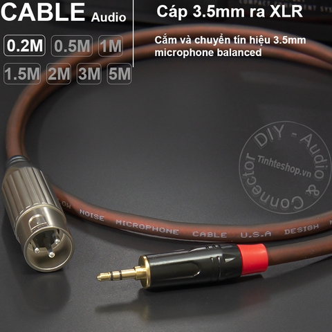 Dây micro 3.5mm ra canon đực DIY 0.2 mét đến 5 mét - XLR male to 3.5mm balanced