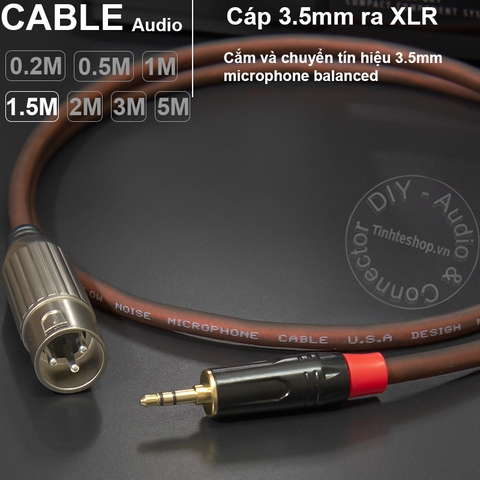 Dây micro 3.5mm ra canon đực DIY 0.2 mét đến 5 mét - XLR male to 3.5mm balanced