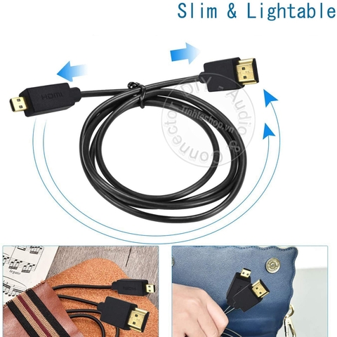 Cáp Micro HD sang HD 0.25 mét đến 5 mét 4K - HDMI to Micro HDMI 4K60Hz cable