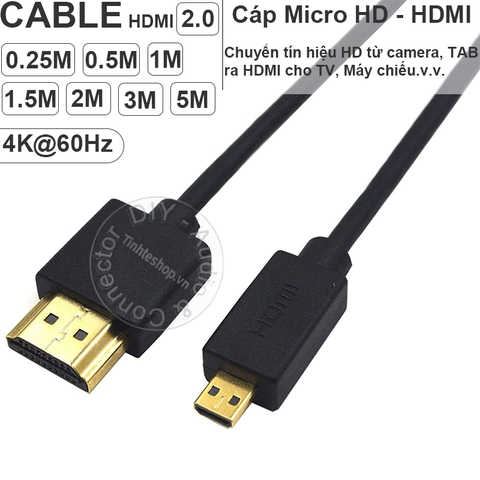 Cáp Micro HD sang HD 0.25 mét đến 5 mét 4K - HDMI to Micro HDMI 4K60Hz cable