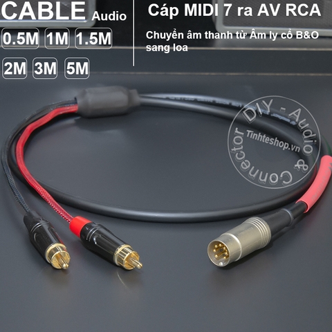 Jack 7 pin sang AV chuyển âm thanh từ âm ly Beocenter 9000 9500 9700 sang loa - 7-pin midi to 2 RCA audio cable