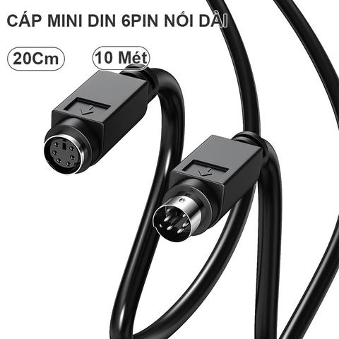 Dây 6pin PS2 nối dài cho Chuột bàn phím cổng P/S2 hoặc PLC HMI - Mini Din 6pin Male to Female Cable for Computer PC Keyboard/Mouse/KVM