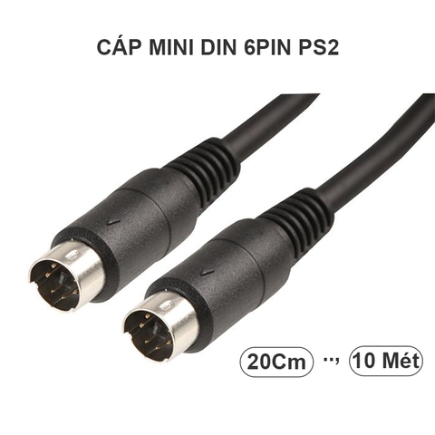 Dây mini DIN 6pin PS2 đực sang đực - PS/2 MDIN-6 Male to Male Mini Din 6 Pin Computer PC Mouse Keyboard Controller Cable