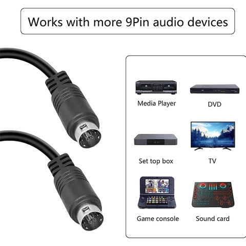 S-Video Mini-DIN 9-Pin Male to Male Audio Cable for TV Receiver Monitor Projector Audio and Video Receiver