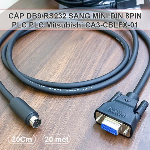 Cáp HMI kết nối màn hình GP3000 với PLC Mitsubishi CA3-CBLFX-01 - RS232 DB9 female to mini DIN 8pin male cable
