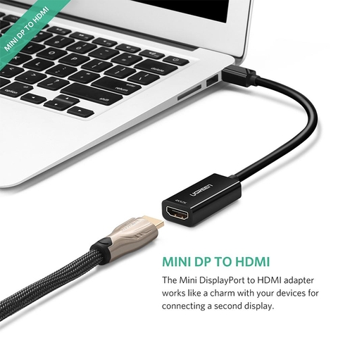 Mini displayport Thunderbolt 2 ra HDMI 4K Ugreen MD112 40360 - Mini DP Thunderbolt to HDMI female adapter support 4K 30Hz