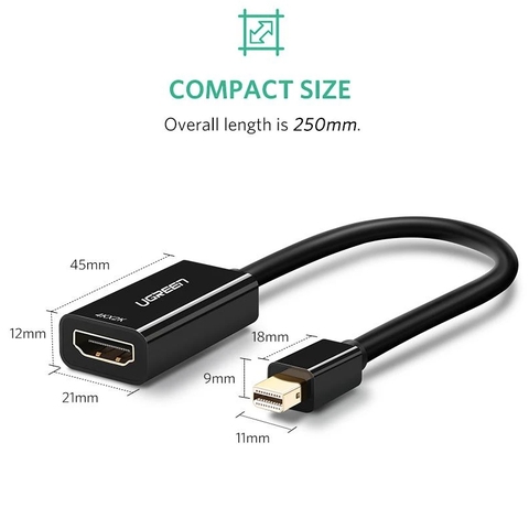 Mini displayport Thunderbolt 2 ra HDMI 4K Ugreen MD112 40360 - Mini DP Thunderbolt to HDMI female adapter support 4K 30Hz