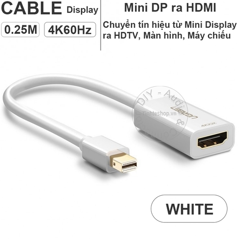 Mini displayport Thunderbolt 2 ra HDMI 4K Ugreen MD112 40360 - Mini DP Thunderbolt to HDMI female adapter support 4K 30Hz