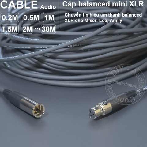 Cáp mini XLR đực sang cái cho Camera Microphone Tai nghe DAC - DIY mini XLR 3pin audio cable