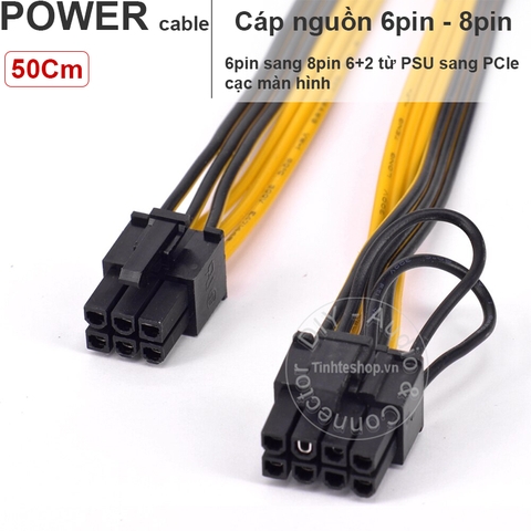 Dây nguồn 6pin sang 8pin PCIe 50Cm - 6pin PSU to 8pin PCIe VGA card