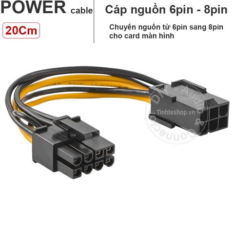 Cáp nguồn 6pin sang 8pin PCIe 20Cm - 6pin female to 8pin male cable