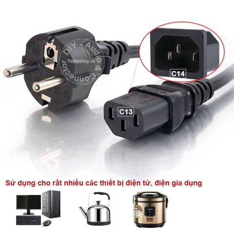 Dây nguồn cho Máy tính Nồi cơm Ấm nước Loa kéo C13 3x0.75mm 1 đến 5 mét