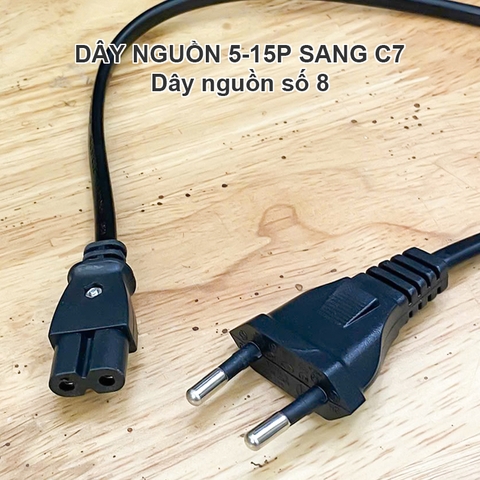 Cáp nguồn số 8 tùy chỉnh kích thước từ 30Cm đến 1 mét cho Bộ sạc máy ảnh Smart TV Samsung Sony LG Xiaomi - Type 8 power cord with EU CEE7-16 to IEC C7 plug, customizable size.