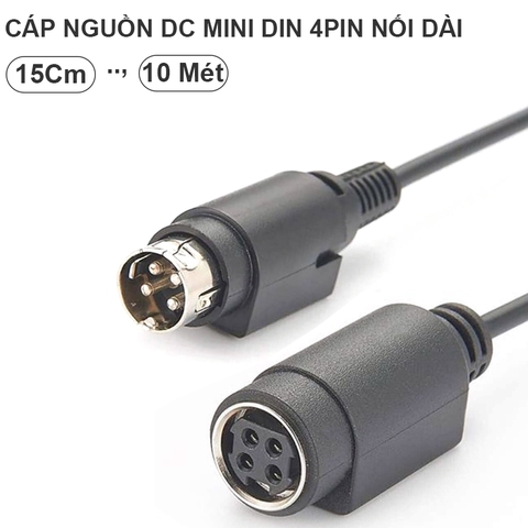 Cáp nguồn Mini DIN 4pin nối dài - 4 Pin DIN Male to Female Extension Plug Power Supply Cable 20AWG for Audio Digital Devices
