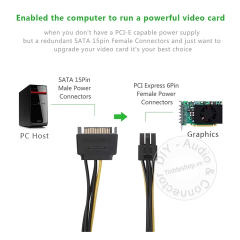 Cáp chuyển nguồn SATA ra 6 pin PCIe - Power cable SATA to 6pin VGA card 20Cm