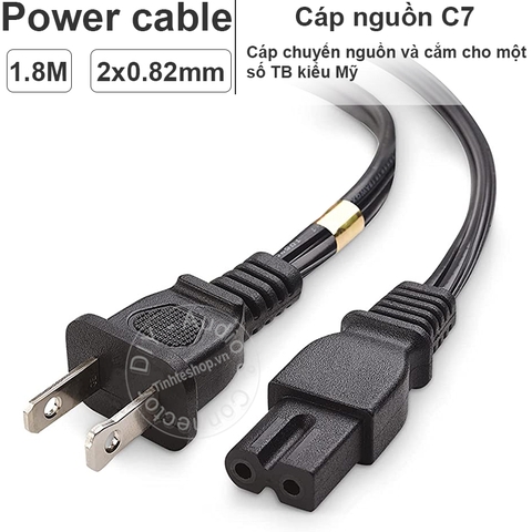 Dây nguồn số 8 1 bên tròn 1 bên vuông kiểu Mỹ cho Loa CD Bose 1.8 mét - 1-15P to C7 power cable