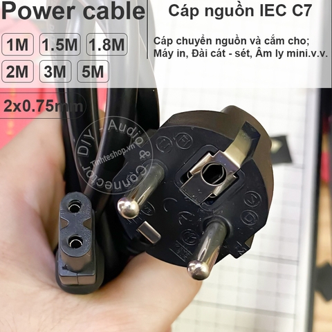 Dây nguồn số 8 DIY 0.5 đến 5 mét - IEC320 to C7 power cable