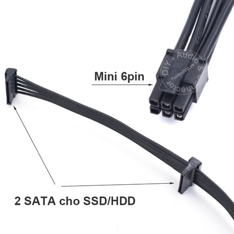 Dây nguồn mini 6 pin ra 2 SATA cho Dell Vostro 3653 3650 3655 3252 3070 3670 3967 3977 3980
