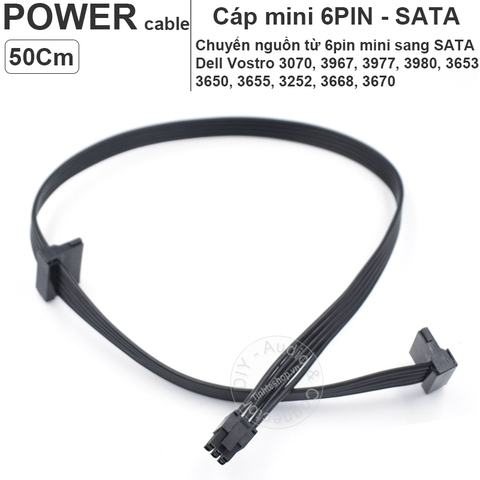 Dây nguồn mini 6 pin ra 2 SATA cho Dell Vostro 3653 3650 3655 3252 3070 3670 3967 3977 3980