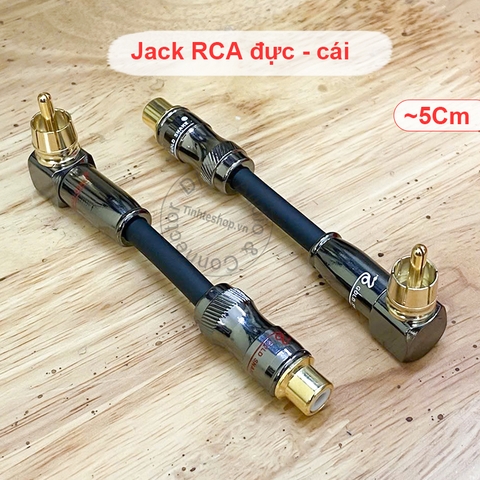 Jack bông sen vuông góc cắm Âm ly Loa TV sát tường - Converts male RCA to right angle female for convenient rear wall plugging