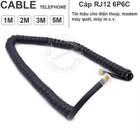 Dây RJ12 6P6C xoắn lò xo 2 đến 10 mét - RJ12 twisted cable