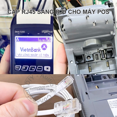 Dây mạng RJ45 sang RJ9 cho máy quẹt thẻ PoS Desk 3200