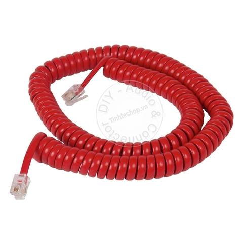 Dây xoắn ống nghe điện thoại bàn màu đỏ 1 đến 5 mét - RJ9 telephone cable