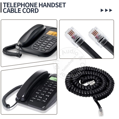Cáp tai nghe điện thoại bàn màu đen 1 đến 5 mét - Telephone cord RJ9 cable