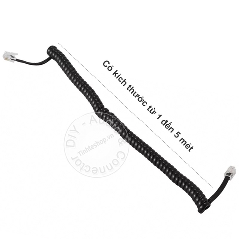 Cáp tai nghe điện thoại bàn màu đen 1 đến 5 mét - Telephone cord RJ9 cable