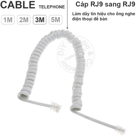 Dây tai nghe điện thoại cố định màu trắng 1 đến 5 mét - Telephone cable
